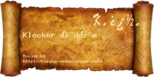 Klecker Ádám névjegykártya