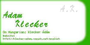 adam klecker business card