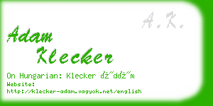 adam klecker business card